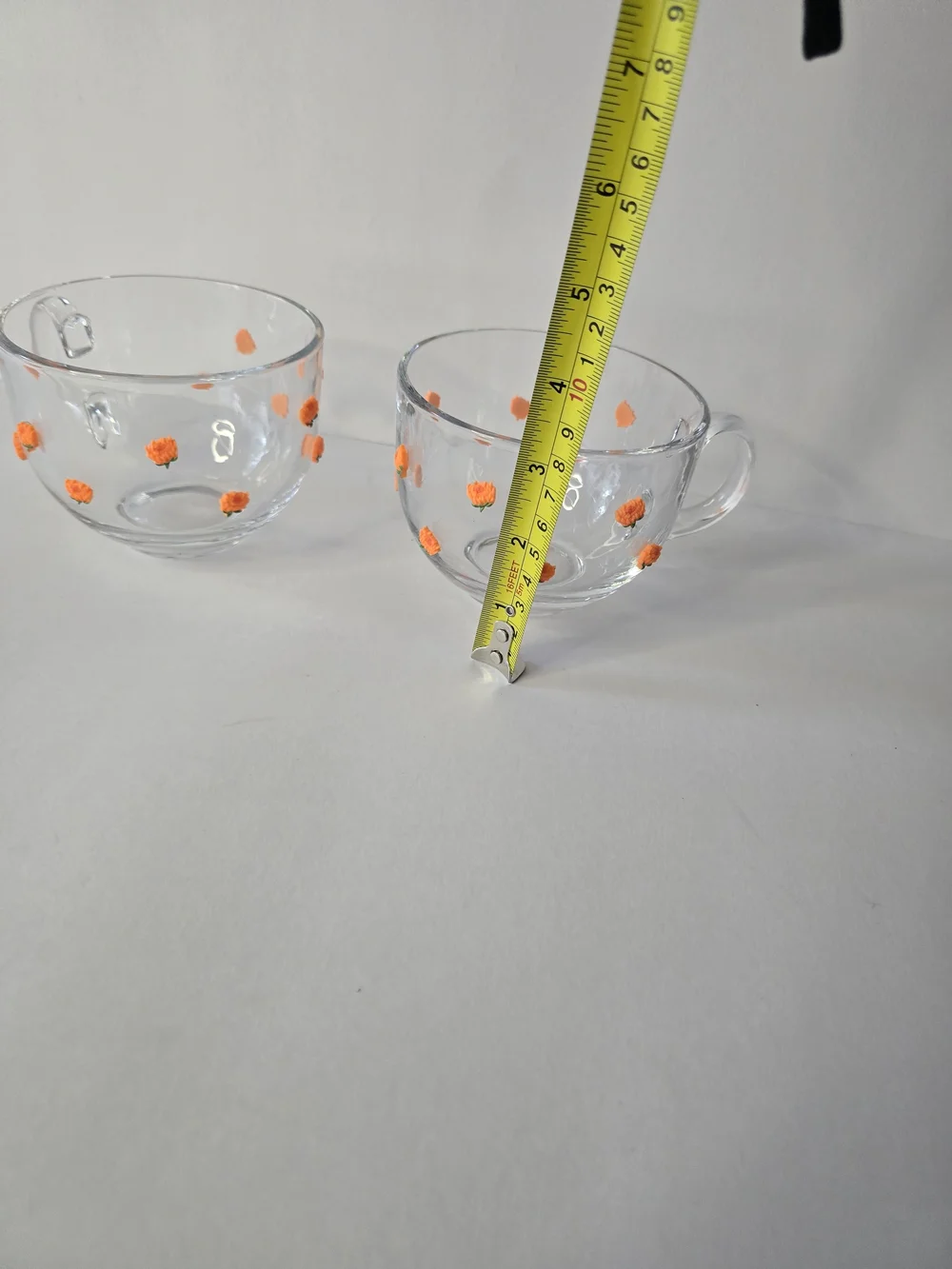 Medici Glass Mums Icon Mug Set - Orange Floral Dots